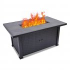 US GARVEE 52 Inch Propane Fire Pit Table 50000BTU Rectangle Fire Table with Cover & Rain Cover Gray