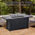 US GARVEE 57 Inch Propane Fire Pit Table 50000BTU Rectangle Fire Table with Cover   Rain Cover Gray
