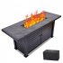 US GARVEE 57 Inch Propane Fire Pit Table 50000BTU Rectangle Fire Table with Cover   Rain Cover Gray