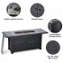 US GARVEE 57 Inch Propane Fire Pit Table 50000BTU Rectangle Fire Table with Cover   Rain Cover Gray