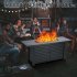 US GARVEE 57 Inch Propane Fire Pit Table 50000BTU Rectangle Fire Table with Cover   Rain Cover Gray