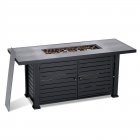US GARVEE 57 Inch Propane Fire Pit Table 50000BTU Rectangle Fire Table with Cover & Rain Cover Gray