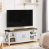 US GARVEE 59 Inch White TV Stand for TV up to 50 60 65 Inches  Farmhouse Wood TV Cabinet Entertainment Center with Storage and 3 Tier Adjustable Shelves