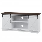 US GARVEE 59 inch Farmhouse TV Stand, Cabinet with Barn Doors, Wood Media Console for Living Bedroom, 250 lbs Capacity, White