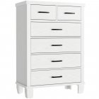 US GARVEE 6 Drawer Dresser with Metal Handles, White Chest of Drawers Closet Organizers and Storage Clothes, Wood Drawer Dresser for Closet, Living Room, Hallway, Kids Room - White