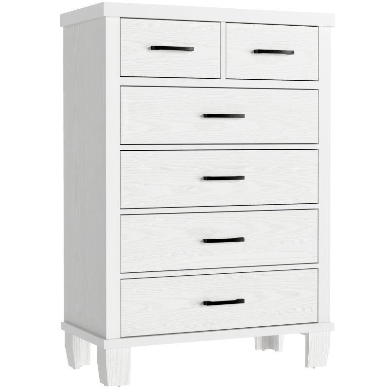 US GARVEE 6 Drawer Dresser with Metal Handles, White Chest of Drawers Closet Organizers and Storage Clothes, Wood Drawer Dresser for Closet, Living Room, Hallway, Kids Room - White
