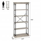 US GARVEE 6 Tier Industrial Bookshelf Wood Storage Open Rack Metal Frame Rustic Tall Standing Bookcase for Bedroom, Living Room, Home Office