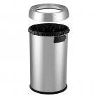 US GARVEE 65 L / 17 Gal Open Top Trash Can Commercial Grade Heavy Duty Brushed Stainless Steel Waste Bins