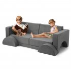 US GARVEE 8 Pcs Kids Couch + Multifunctional Sofa + Playing & Sleeping + Sponge Foam & Flannel + Imaginative Furniture + Bedroom & Playroom