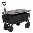 US GARVEE 8 inch All Terrain Wheels Collapsible Outdoor Camping Wagon  Iron Folding Table top 4 Plate mats without brakes