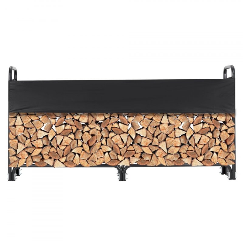 US GARVEE 8FT Firewood Rack Outdoor Firewood Rack Outdoor with Cover for Fireplace Wood Storage