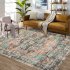 US GARVEE 8x10 Area Rug Vintage Distressed Machine Washable Area Rug for Living Room Bedroom Traditional Medallion Floral Non Slip Stain Resistant Accent Rug Ca