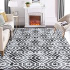 US GARVEE 8x10 Area Rug Modern Geometric Machine Washable Area Rug for Living Room Bedroom Contemporary Moroccan Non-Slip Stain Resistant Accent Rug Carpet for Home Decor Floor Decoration, Grey