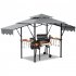 US GARVEE 8x5FT Double Tiered Grill Gazebo  Outdoor BBQ Gazebo Shelter with LED Light   Extra Shadow for Barbecue and Picnic  Grey
