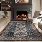 US GARVEE 9x12 Large Area Rug Bedroom Rug Indoor Oriental Living Room Rug Boho Vintage Tribal Area Rugs Washable Non Slip Area Rug Distressed Carpet for Bedroom Kitchen Home Office, Blue 9' x 12'