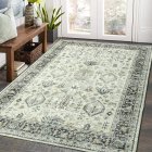 US GARVEE 9x12 Rug for Living Room Washable Rug Non Slip Boho Rug Floor Mats Throw Rugs for Dining Room Oriental Carpet Stain Resistant No Shedding Classroom Office Rug 9'x12' Sage Green/Grey