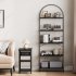 US GARVEE Arched Bookshelf 5 Tier Open Storage Shelves MDF   Metal Frame Curved Top Adjustable Feet for Bedroom Living Room Black