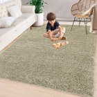 US GARVEE Area Rug 8x10 Shag Rug Large Shaggy Living Room Rug Soft Thick Bedroom Carpet Indoor Modern Solid Throw Rug Non Slip Non Shed Decor Mat Dining Room Kitchen Nursery Stain Resistant Rug,Natural