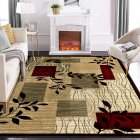 US GARVEE Area Rug 8x10 Bohemian Area Rug Plush Thick Rug Geometric Floral Rug Thick Durable Stain-Resistant Rug Dining Office Mat Non-Shedding Carpet for Bedroom Nursery Basement Decor
