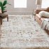 US GARVEE Area Rug Vintage Rug Machine Washable Rug for Bedroom Living Room Indoor Floor Cover Foldable Lightweight Thin Rug Distressed Carpet Non Slip Chenille