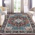 US GARVEE Area Rugs for Living Room 9x12 Bedroom Rug Machine Washable Vintage Rug Boho Floral Distressed Rug Anti Slip Low Pile Non Shedding Throw Carpet for Nu