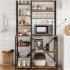 US GARVEE Baker Rack with Power Outlet  Kitchen Bakers Rack with 2 Wire Basket  Microwave Stand with Large Open Storage Shelves  7 Tier Freestanding Utility Sto