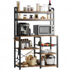 US GARVEE Bakers Rack with Power Outlet, Coffee Bar with Wire Drawer, Microwave Stand, Kitchen Buffet Table with Large Storage, 6-Tier Kitchen Storage Rack with Hutch for Dining, Living Room, Brown
