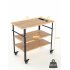 US GARVEE Bamboo Wood Prep Cart Table for Pizza Making Built in Pizza Size Movable Serving Cart