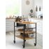 US GARVEE Bamboo Wood Prep Cart Table for Pizza Making Built in Pizza Size Movable Serving Cart