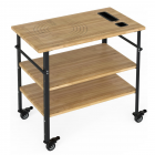 US GARVEE Bamboo Wood Prep Cart Table for Pizza Making Built-in Pizza Size Movable Serving Cart