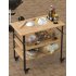 US GARVEE Bamboo Wood Prep Cart Table for Pizza Making Built in Pizza Size Movable Serving Cart