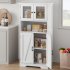 US GARVEE Bathroom Cabinet  Freestanding Floor Linen Storage Cabinet  Kitchen Pantry Storage Cabinet with Glass Doors   Adjustable Shelves  Standing Cupboard St