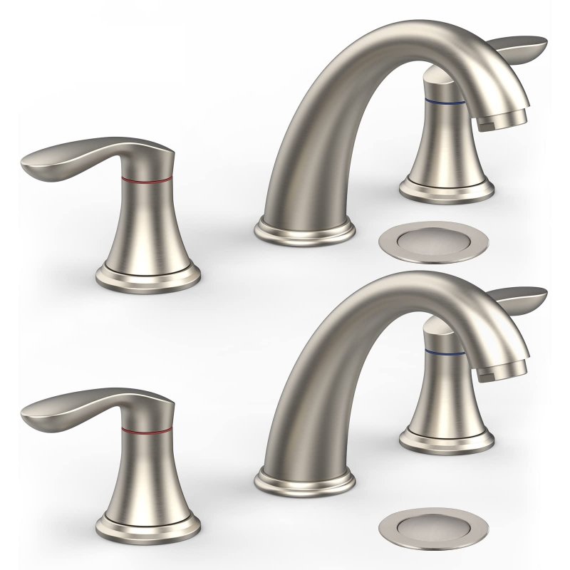 US GARVEE Bathroom Sink Faucet Faucet For Bathroom Sink Widespread Brushed Nickel Bathroom Faucet 3 Hole