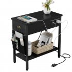 US GARVEE Black Table-2023 End Table with Charging Station