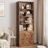US GARVEE Bookcase with Doors Industrial Bookshelf 71 4in Tall Farmhouse Wooden 6 Shelf Storage for Bedroom  Living Room  Office  Grey