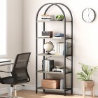 US GARVEE Bookshelf Arched Bookcase 5 Tier Display Racks Tall Standing Bookshelves Modern Storage Rack Shelf Wood Book Shelf for Bedroom, Living Room, Home Office