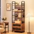 US GARVEE Bookshelf with Drawers Industrial Bookcase with 4 Tiers Open Storage Shelves Rustic Bookshelves 70 87  Tall Display Racks Farmhouse Bookshelf for Bedr