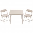 US GARVEE Boys and Girls Folding Table and Chairs Set of 3, Portable Table and Chair with PU Soft Cushion,Suitable for Eating,Reading and Playing-Beige