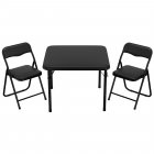 US GARVEE Boys and Girls Folding Table and Chairs Set of 3, Portable Table and Chair with PU Soft Cushion,Suitable for Eating,Reading and Playing-Black