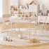 US GARVEE Boys and Girls Folding Table and Chairs Set of 3  Portable Table and Chair with PU Soft Cushion Suitable for Eating Reading and Playing Beige