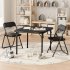 US GARVEE Boys and Girls Folding Table and Chairs Set of 3  Portable Table and Chair with PU Soft Cushion Suitable for Eating Reading and Playing Black