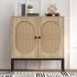 US GARVEE Buffet Cabinet with Rattan Doors and Shelves  Wood Console Cabinet  Adjustable Shelves  Metal Handles  29    L x 16    W x 34 6    H  Ideal for Living Room 
