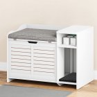 US GARVEE Cat Litter Box Enclosure with Top Opening, Cushion, Hidden Design, Privacy Cabinet,Easy Assembly, Multi-Purpose,White