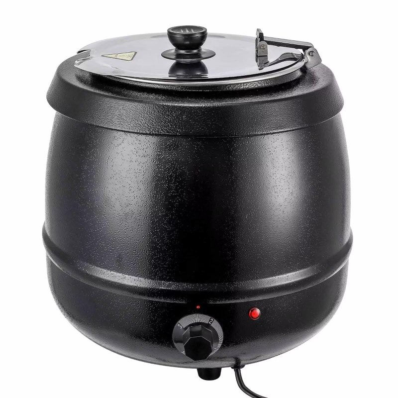 US GARVEE Commercial Grade Soup Kettle 10.5QT Soup Kettle Warmer with Hinged Lid Black