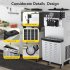 US GARVEE Commercial Ice Cream Maker with Two 12L Hoppers 3 Flavors Soft Serve Machine 2450W Compressor