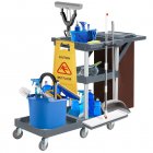 US GARVEE Commercial Janitorial Cart with 4 Cabinet Housekeeping Caddy Gray