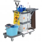 US GARVEE Commercial Janitorial Cart with 4 Cabinet Housekeeping Caddy Gray
