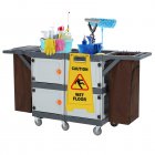 US GARVEE Commercial Janitorial Cart with 4 Cabinet Housekeeping Caddy Gray