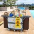 US GARVEE Commercial Janitorial Cart with 4 Cabinet Housekeeping Caddy Gray