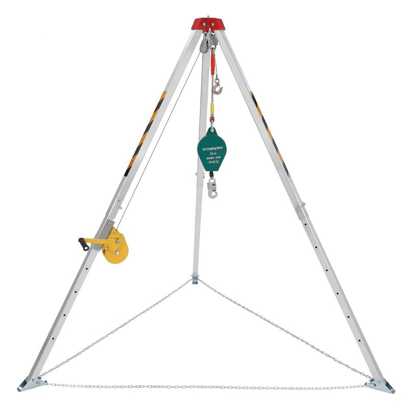 US GARVEE Confined Space Tripod Kit Sewer Rescue Tripod with 1200 LBS Lifting Winch & Fall Arrester